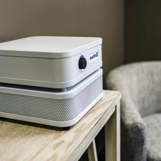 Austin Air it Unit on desk in home office