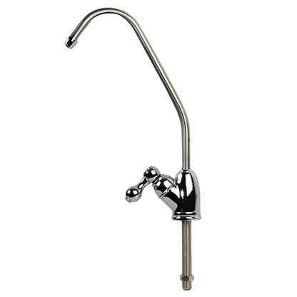 Chrome Faucet with 1/4" Tube (European Handle) attachment for Fluoride Removal + SMART Single Under Sink Water Filter System 