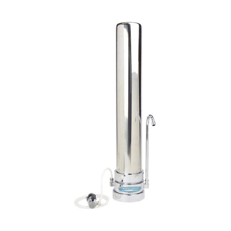 Single Stainless Steel Crystal Quest 80,000 Gallon Countertop Water Filter System