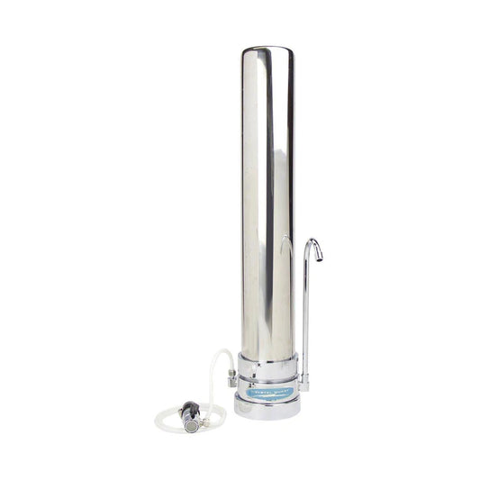 Single Stainless Steel Crystal Quest 80,000 Gallon Countertop Water Filter System