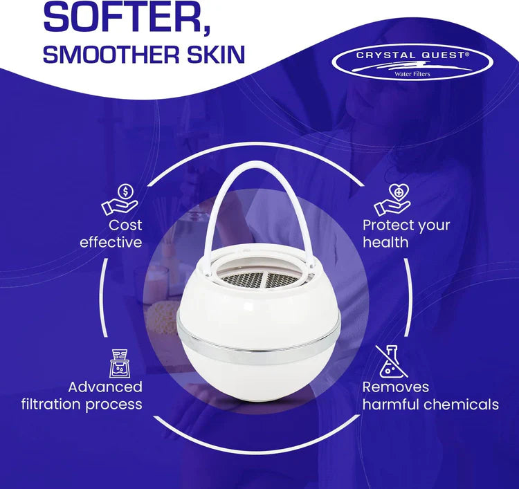 Crystal Quest Bath Ball Filter Benefits: Cost effective, protect your health, advanced filtration process and removes harmful chemicals