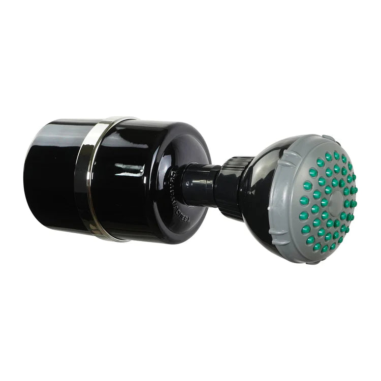 Black Crystal Quest Shower Filter with shower head attachment