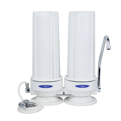 double white polypropylene fluoride countertop water filter system crystal quest countertop water filters