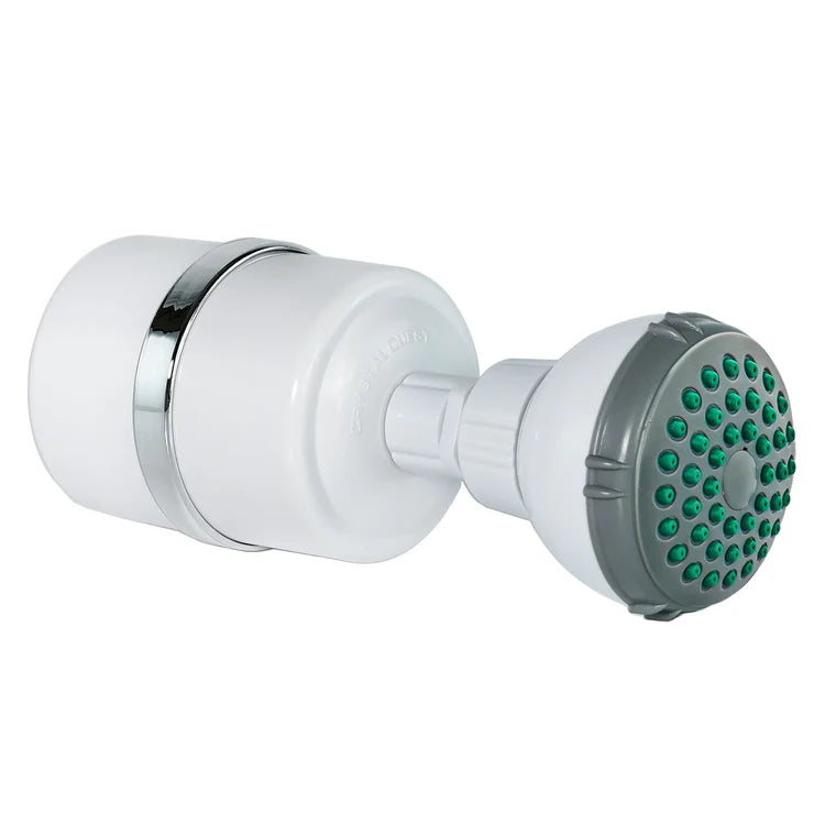 White Crystal Quest Shower Filter with shower head attachment